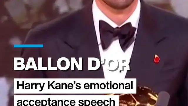 Video thumbnail for Ballon d’Or winner Harry Kane delivers emotional acceptance speech