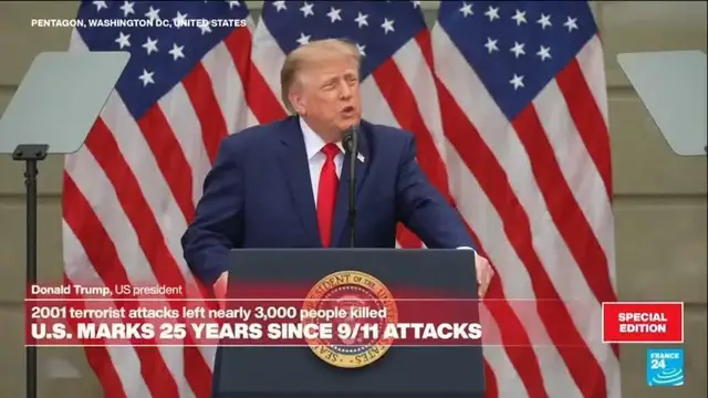 Video thumbnail for REPLAY: Trump speaks at 9/11 25th anniversary ceremony at the Pentagon
