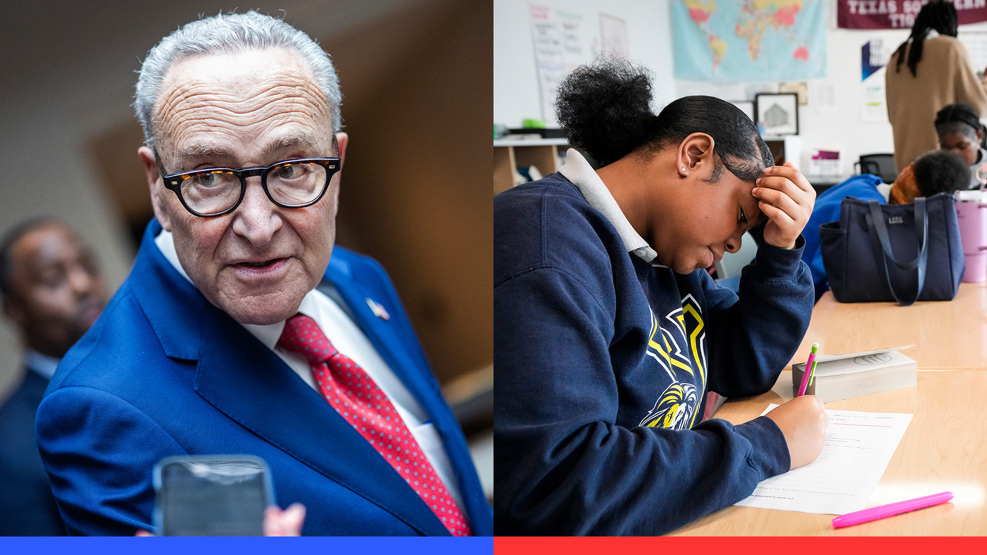 Video thumbnail for Schumer’s approval rating hits record  low; Texas moves to fix  thousands of errors in Bible-filled curriculum