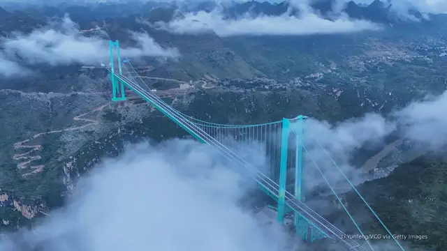 'Video thumbnail for At 2,000 feet, world’s highest bridge opens in China'