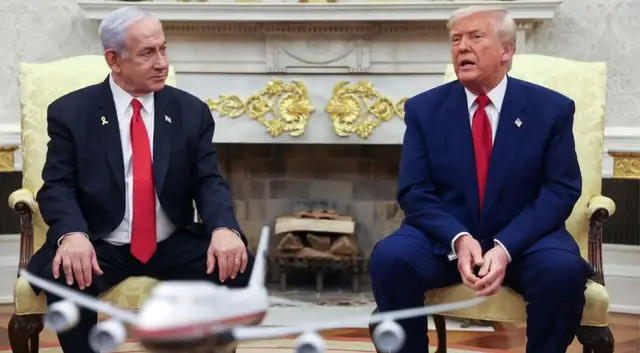 'Video thumbnail for Trump says Gaza ceasefire deal ‘pretty close’ as Netanyahu visits White House'