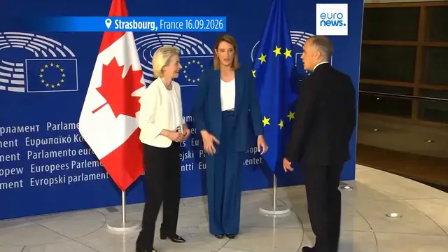 Video thumbnail for Trump threatens EU with trade cut over 'hostile' proposal to make Canada associate member