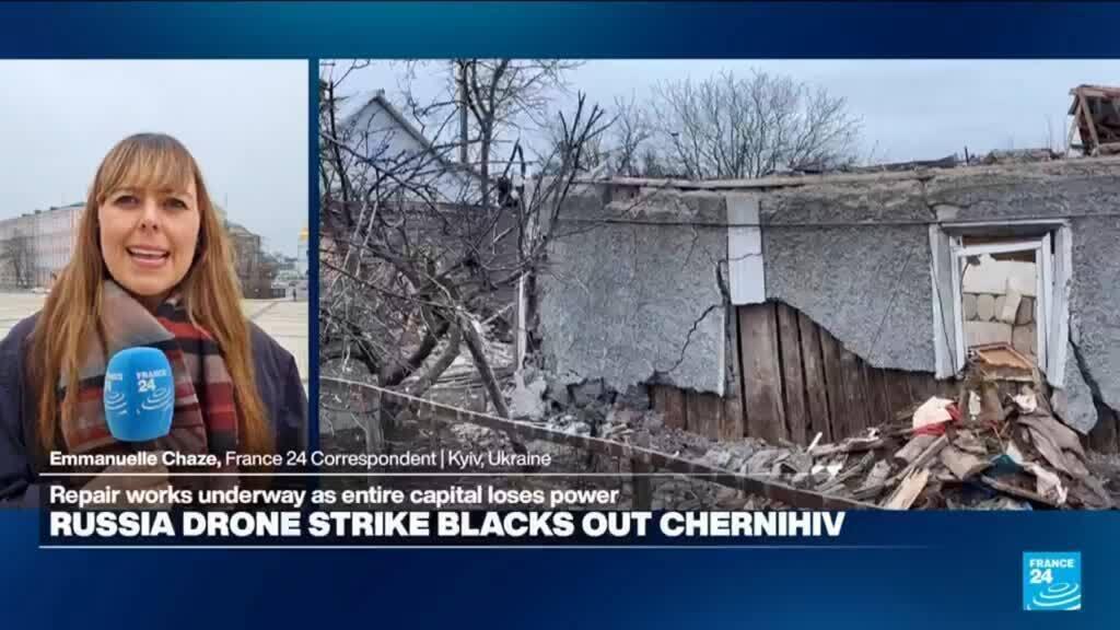 Video thumbnail for War in Ukraine: Russia drone strike blacks out Chernihiv city