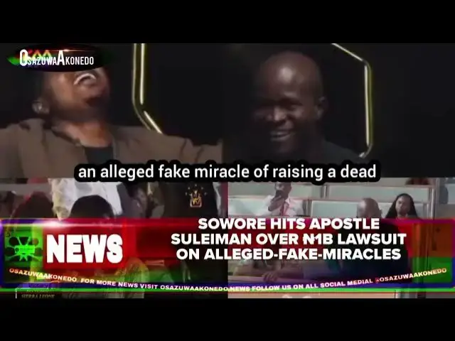 Video thumbnail for Sowore Hits Apostle Suleiman Over ₦1b Lawsuit On Alleged-Fake-Miracles