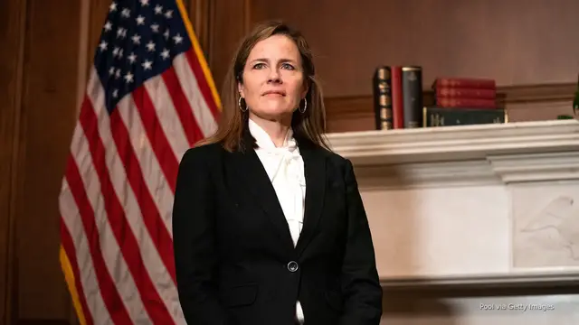 'Video thumbnail for Justice Barrett answers Fox News about possibility of a third Trump term'