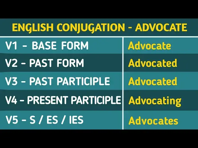 Video thumbnail for Conjugation English Verb to "Advocate" | Advocate Verb Forms - V1 V2 V3 V4 V5