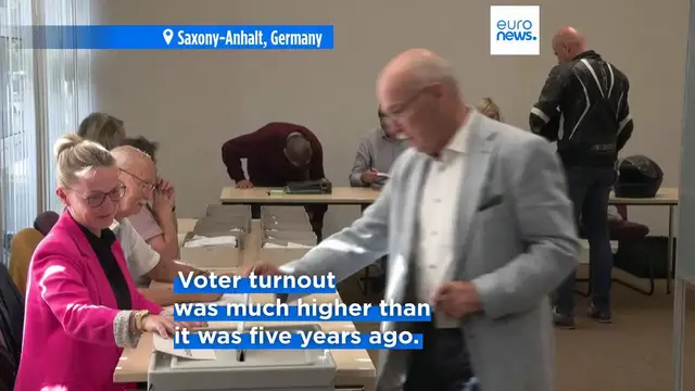 Video thumbnail for German far-right AfD wins by a landslide in Saxony-Anhalt: exit polls