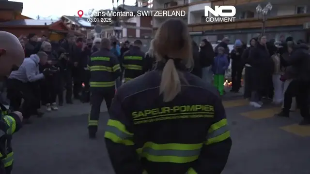 Video thumbnail for Firefighters pay tribute to victims of deadly Swiss ski resort fire