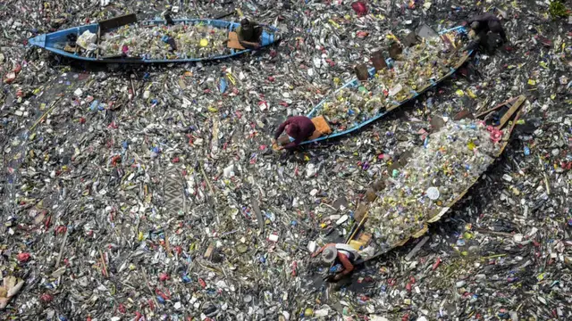 'Video thumbnail for Experts grapple with scale of plastic pollution in oceans'