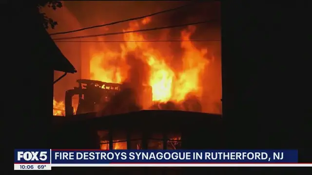 'Video thumbnail for Rabbi, family escape burning synagogue, a 'devastating' loss for NJ community'