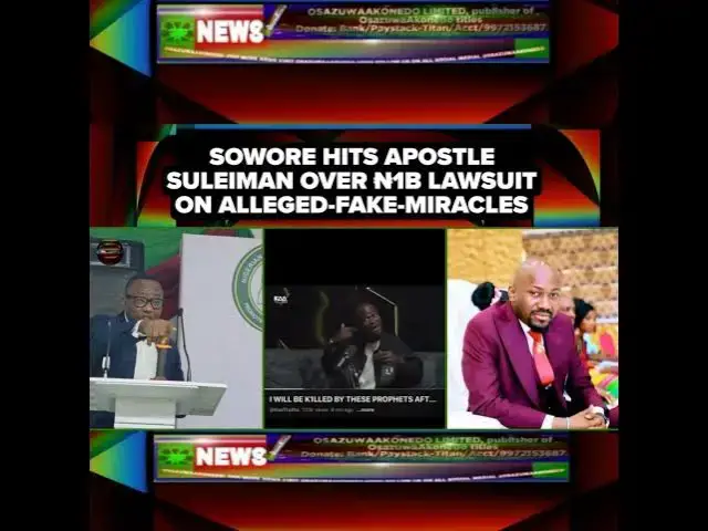 Video thumbnail for Sowore Hits Apostle Suleiman Over ₦1b Lawsuit On Alleged-Fake-Miracles