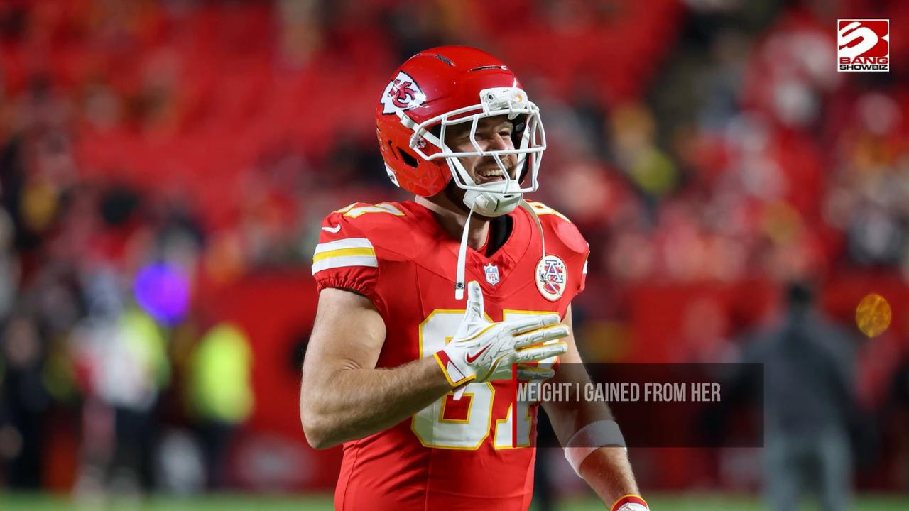 Video thumbnail for Travis Kelce jokes Taylor Swift has inspired him to be 'more of a man'