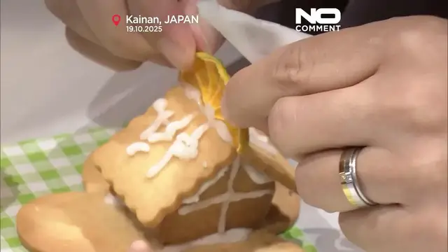 'Video thumbnail for Kainan City sets world record for mass gingerbread house decorating'