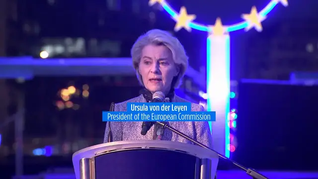 Video thumbnail for Von der Leyen slams rise of antisemitism as 'old evil' at Brussels Hanukkah event