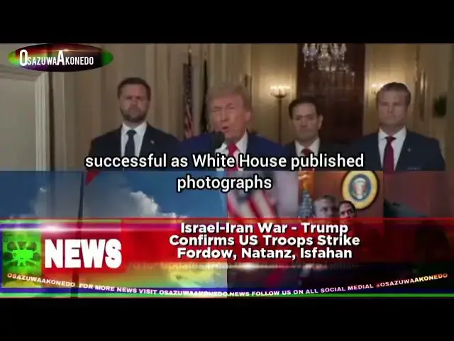 Video thumbnail for Israel-Iran War - Trump Confirms US Troops Strike Fordow, Natanz, Isfahan