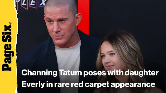 'Video thumbnail for Channing Tatum poses with daughter Everly in rare red carpet appearance'