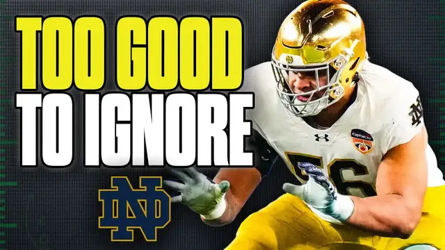 'Video thumbnail for a to z sports film room: charles jagusah 2026 nfl draft scouting report: notre dame's offensive line star!'