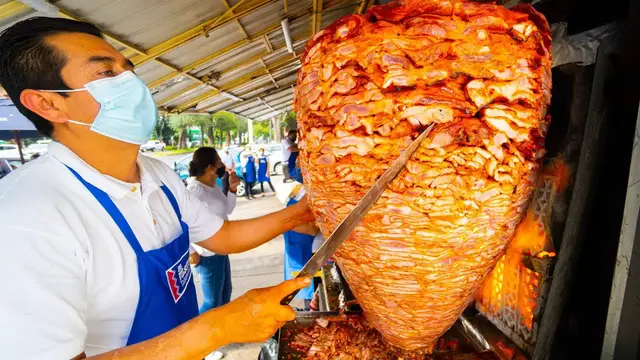 Video thumbnail for Mexico City Street Food KING of TACOS AL PASTOR in MEXICO! CDMX Street Food w/ @PelucheTorres