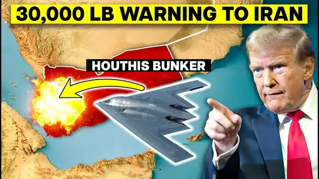 'Video thumbnail for business basics: us b-2 bomber's stealth strike on houthis - bunker buster explained'