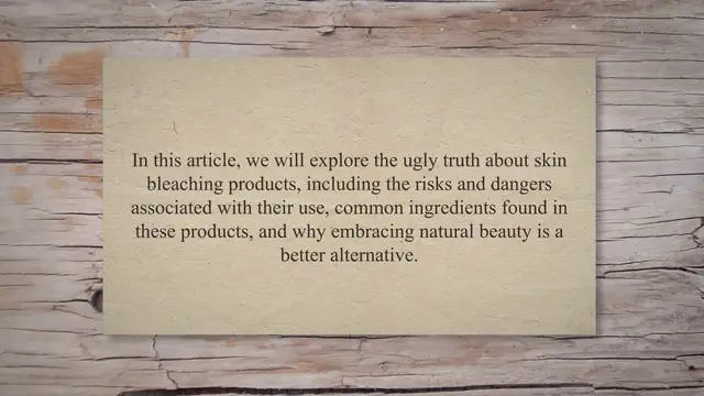 Video thumbnail for The Ugly Truth: The Health Dangers of Skin Bleaching Products and Why You Should Embrace Natural Beauty Instead