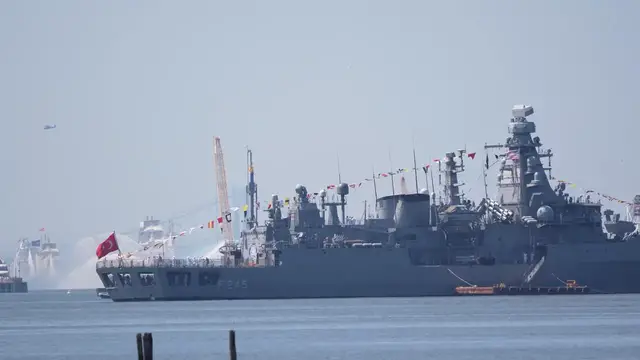 Video thumbnail for US: Military aircraft fly over New York Harbor for US 250th Independence Day celebration.
