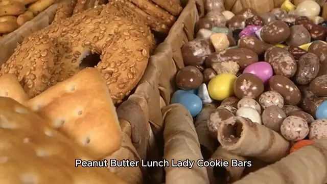 Video thumbnail for Peanut Butter Lunch Lady Cookie Bars