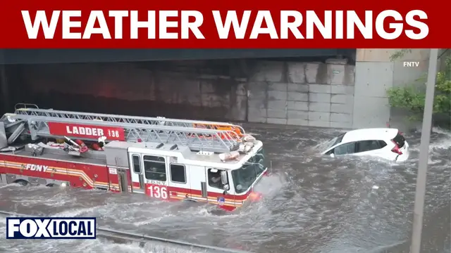Video thumbnail for Severe thunderstorms cause flash flooding in NYC, thousands without power