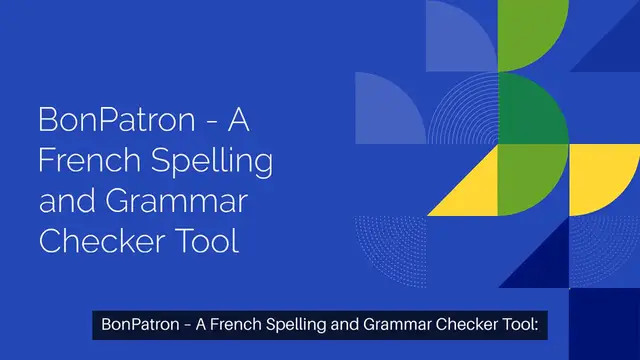 Video thumbnail for BonPatron – A French Spelling and Grammar Checker Tool