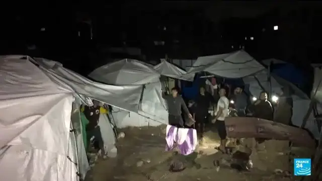 'Video thumbnail for First major rains pummel Gaza and flood tents of displaced Palestinians'