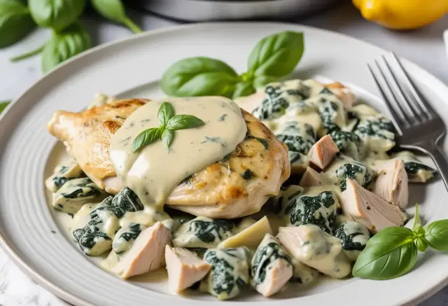 Video thumbnail for Creamy Spinach Artichoke Chicken Wonder