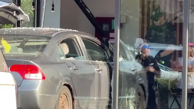Video thumbnail for Car crashes into Chipotle in Bohemia