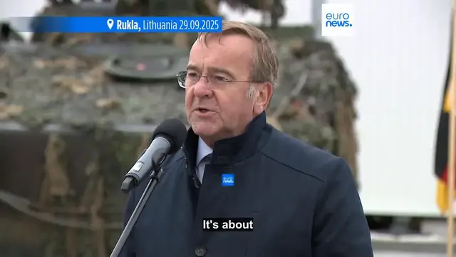 'Video thumbnail for German defence minister condemns Russian drone incursions over NATO countries'