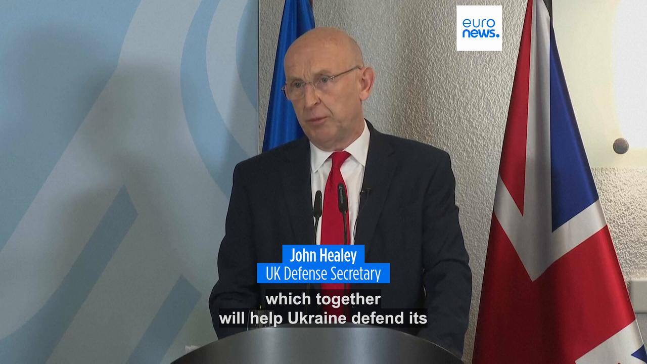 Video thumbnail for 120,000 drones and more missiles: Allies double down on Ukraine aid in Berlin