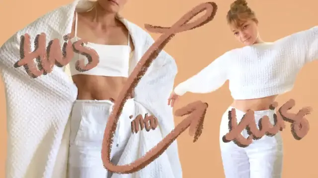 Video thumbnail for THRIFT FLIP: turning a blanket into a crop sweater
