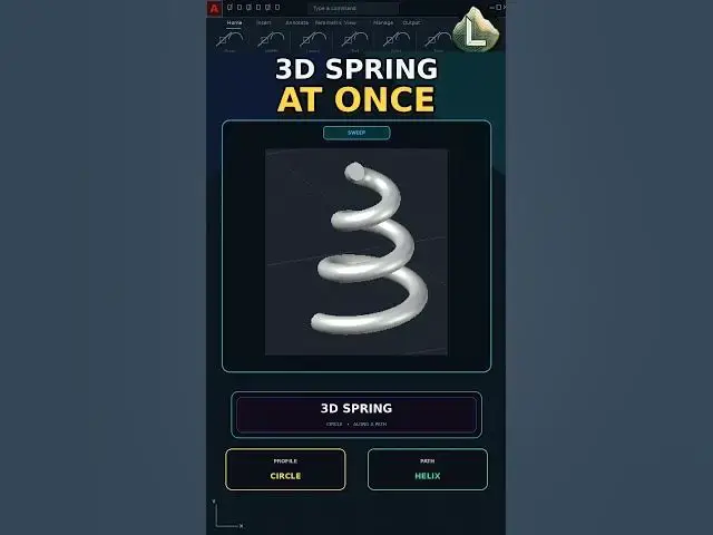 Video thumbnail for Make a 3D Spring in AutoCAD with SWEEP