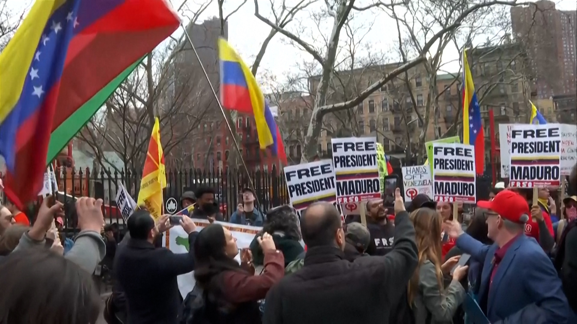 Video thumbnail for Protests erupt outside US court over Maduro case