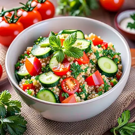 Video thumbnail for Quinoa Salad with Cucumbers and Tomatoes