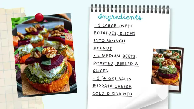 Video thumbnail for Burrata & Beet Sweet Potato Stacks – Elegant, Creamy & Stunningly Delicious