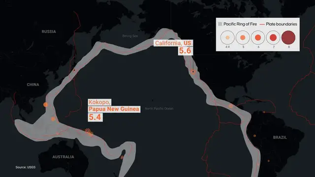 Video thumbnail for Venezuela: MOTION GRAPHICS - Major earthquakes along Pacific Ring of Fire over last 24 hours.