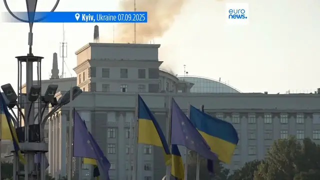 'Video thumbnail for Ukraine's main governmental building on fire as Russia launches 823 attacks over Ukraine'
