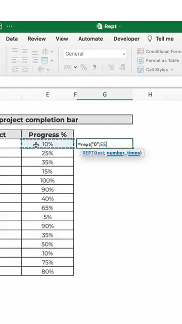 Video thumbnail for Create a project tracker using the REPT formula in #Excel !