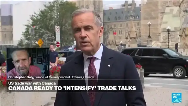 Video thumbnail for Canada evaluating 'all options' after fresh US tariffs threat