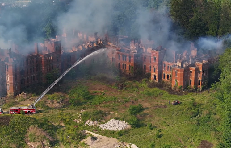 Video thumbnail for Hotspots continue burning after massive fire at former psychiatric center in Poughkeepsie