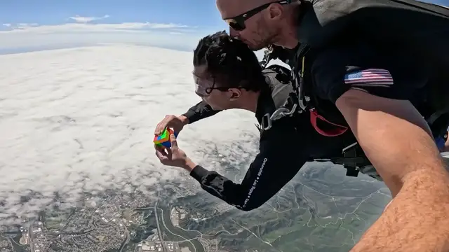 Video thumbnail for Most rotating puzzle cubes solved in a single skydive - 2 by Ishaan Hadkar