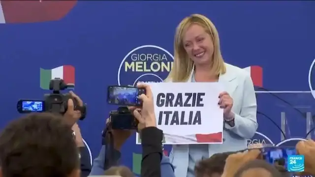 'Video thumbnail for Italian Prime Minister Giorgia Meloni celebrates three years in power'