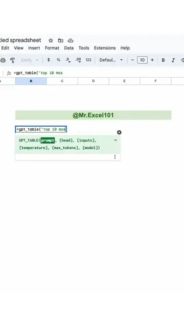 Video thumbnail for ChatGPT now available on Google Sheet