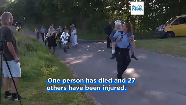 'Video thumbnail for At least one person killed after train collides with tanker in Denmark, local officials say'