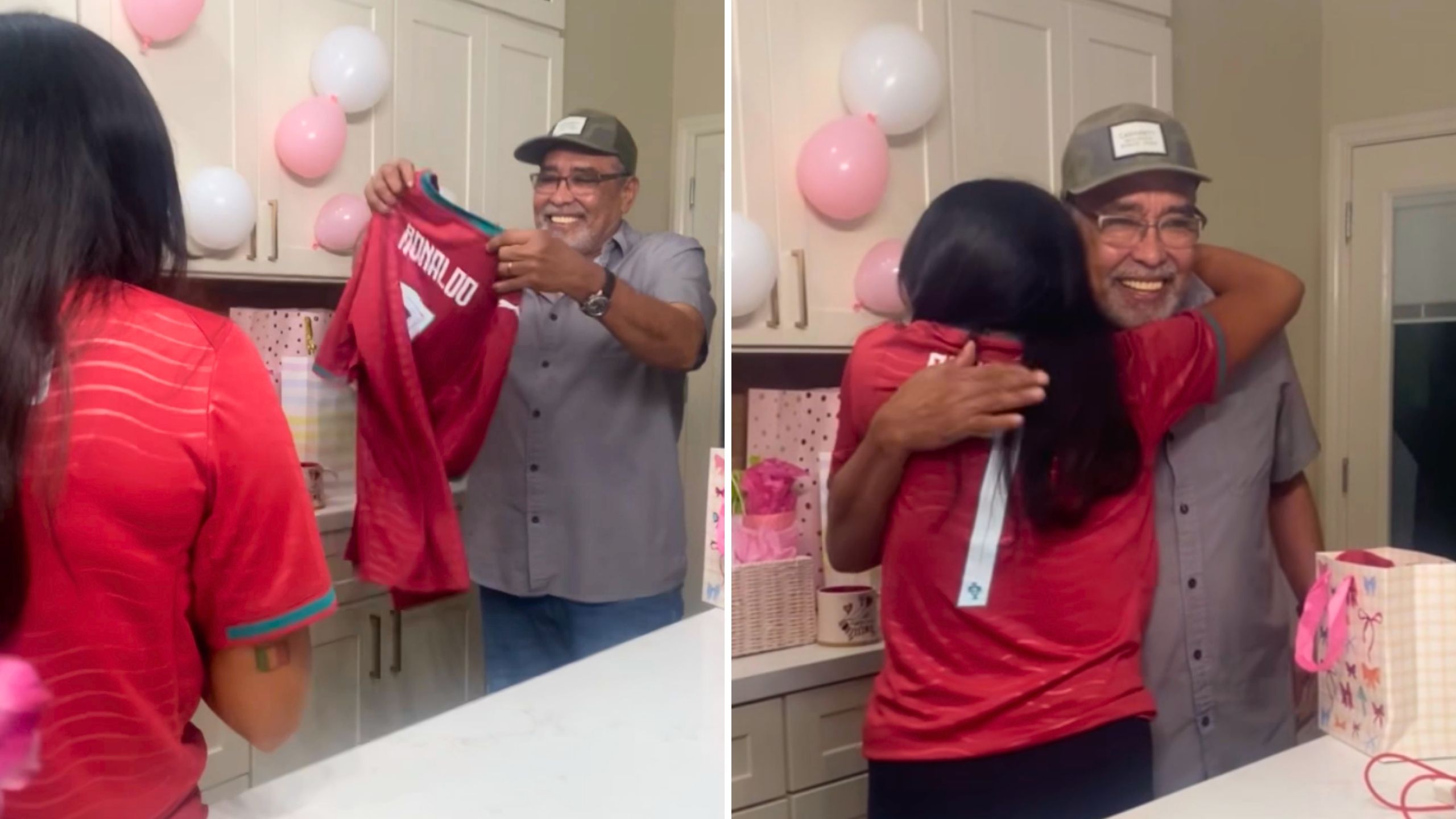 Video thumbnail for Granddaughter Fulfills Childhood Promise And Surprises Grandpa With World Cup Tickets
