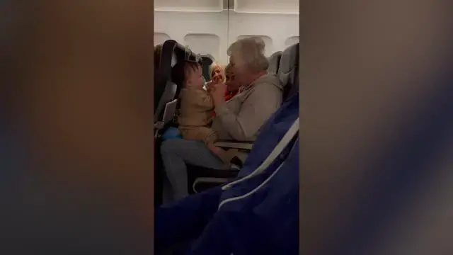 Video thumbnail for Sweet Grandmas Help Mom On Crying Baby's First Plane Ride | Happily TV