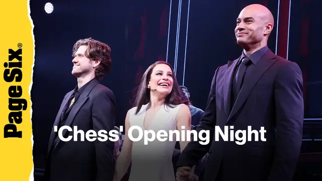 Video thumbnail for See Lea Michelle, Aaron Tveit, Rachel Zegler and more celebrities at 'Chess' opening night
